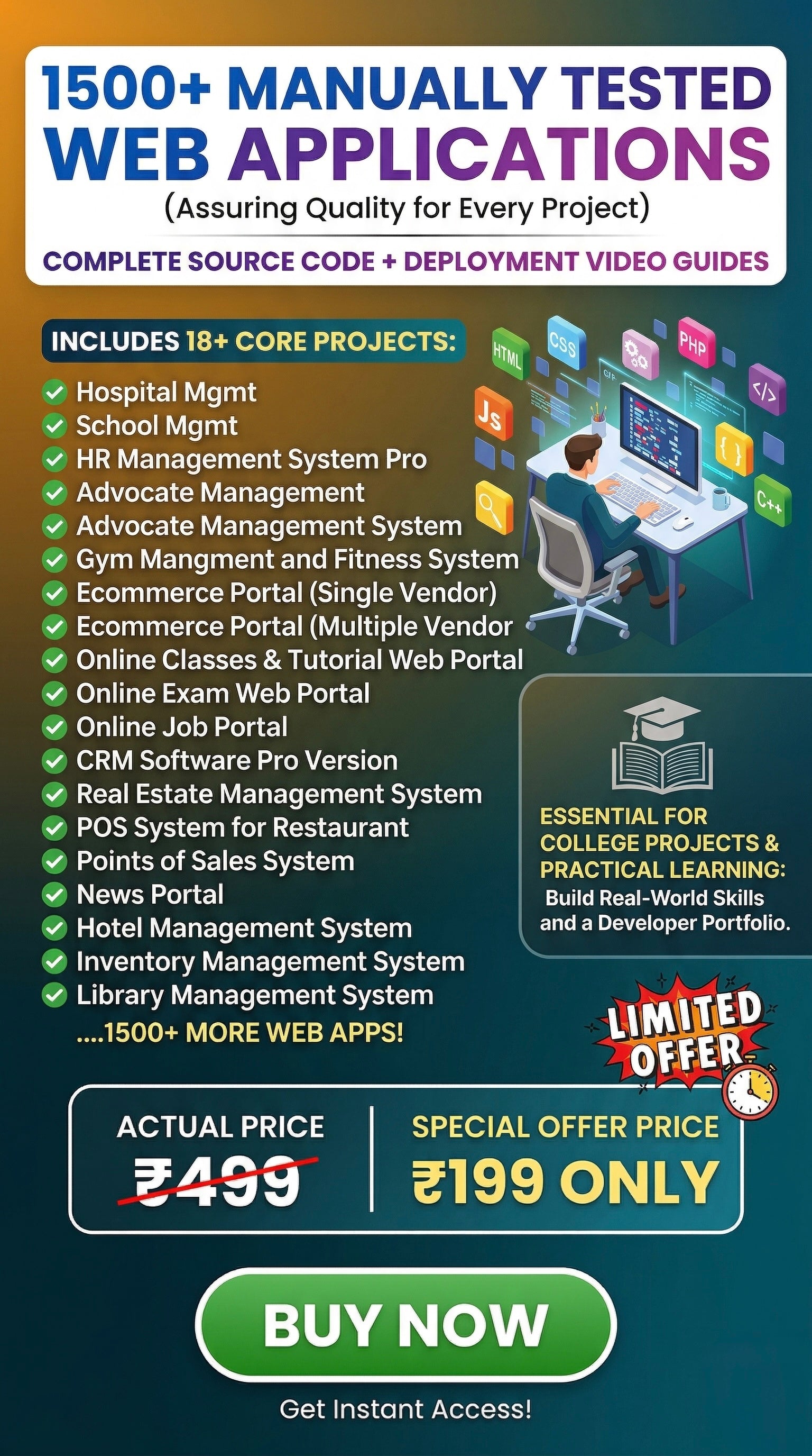 2000+ Open Source Web Application Projects — PHP, Laravel, Python & JavaScript Source Code Bundle (Instant Download)