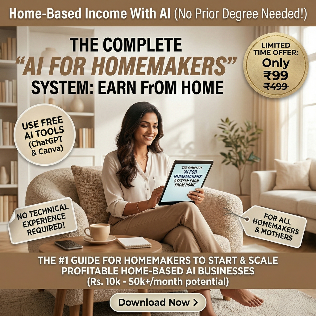 AI Mastery E-Book for HomeMakers. Turn Your Free Time into a Thriving Home Business!