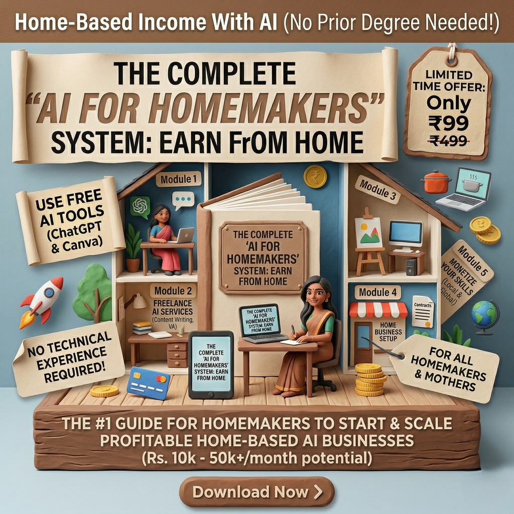 AI Mastery E-Book for HomeMakers. Turn Your Free Time into a Thriving Home Business!