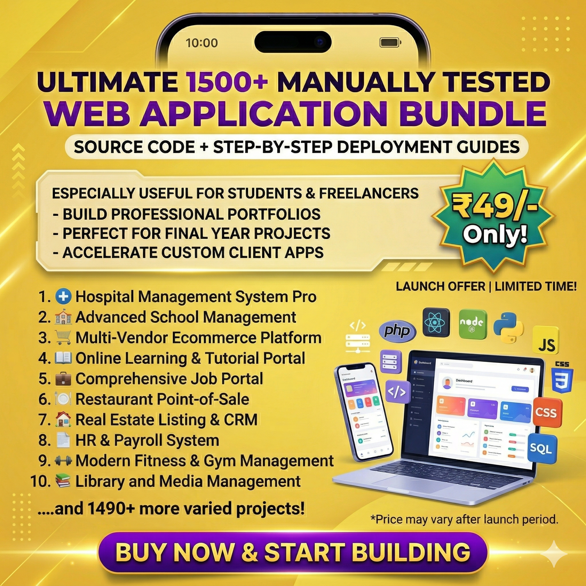 2000+ Open Source Web Application Projects — PHP, Laravel, Python & JavaScript Source Code Bundle (Instant Download)